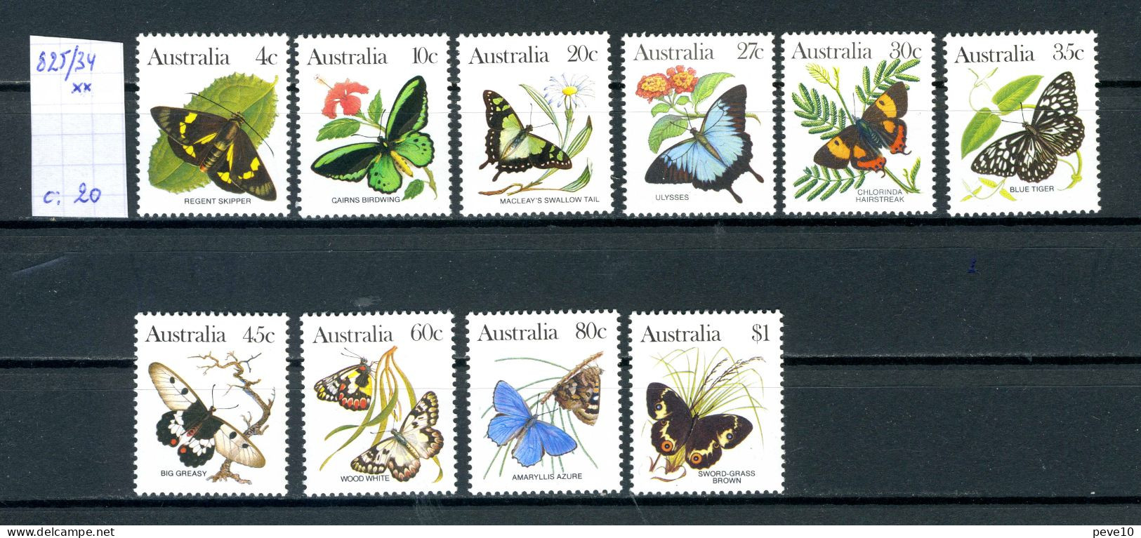 Australie  N°825/34  Xx   Papillons  (Animaux (V)) - Neufs