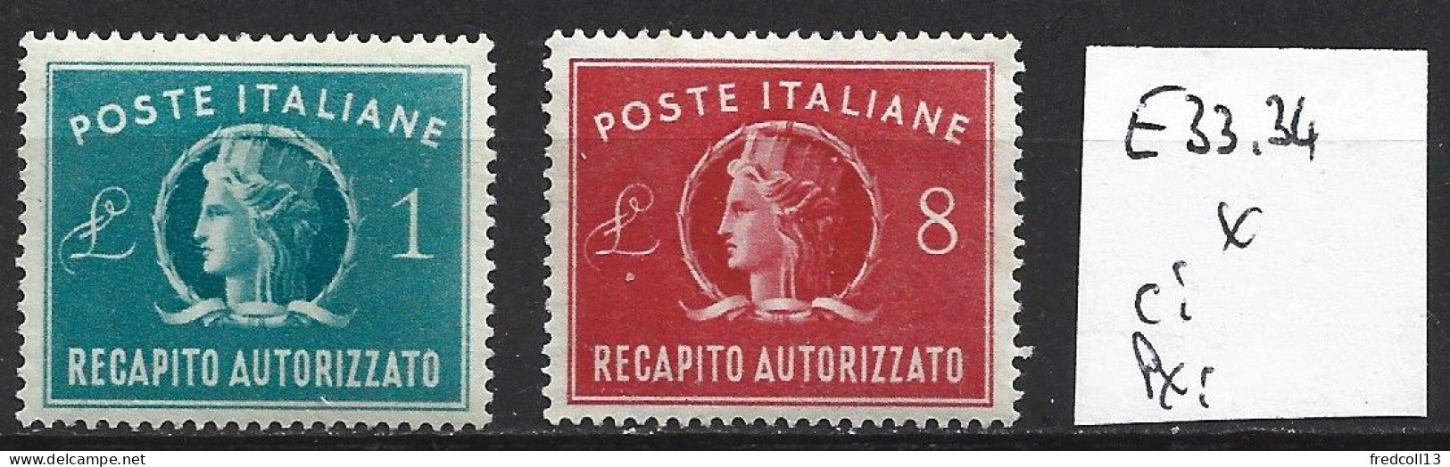 ITALIE EXPRES 33-34 * Côte 15.30 € - Express/pneumatic Mail