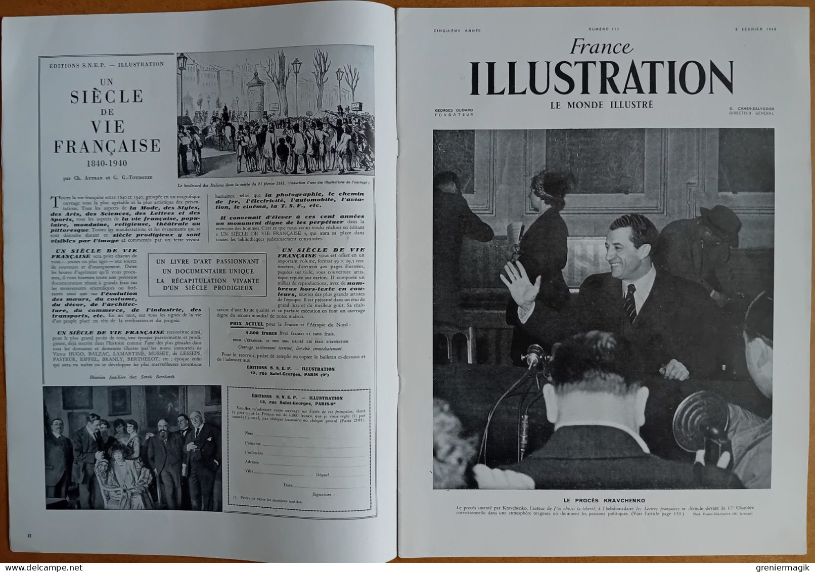 France Illustration N°173 05/02/1949 Procès Kravchenko/Jean-Pierre Wimille/Volcan Paricutin/Fratellini/Gauguin à Tahiti - General Issues