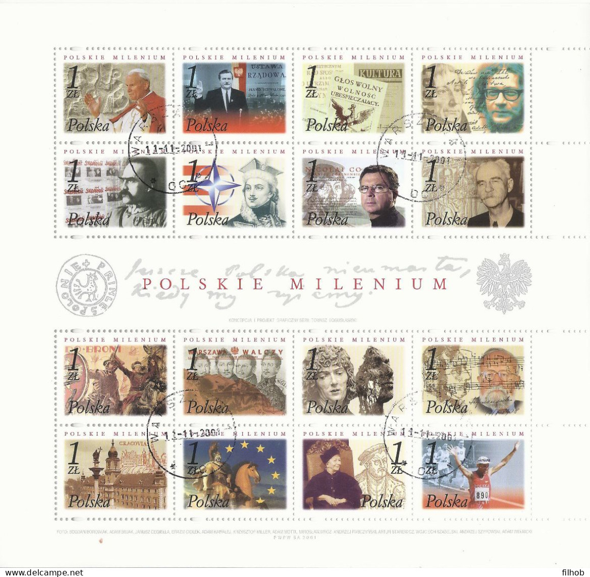 Poland Stamps Used ZK.3780-95 Ark: Polish Millennium (sheet) - Gebraucht