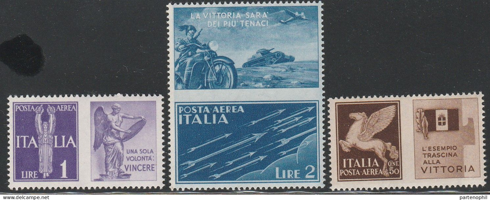 155 Italia Regno - Propaganda Di Guerra - 1942 - Francobolli Di Posta Aerea Con Appendici Di Propaganda Bellica N. 12A/A - Oorlogspropaganda