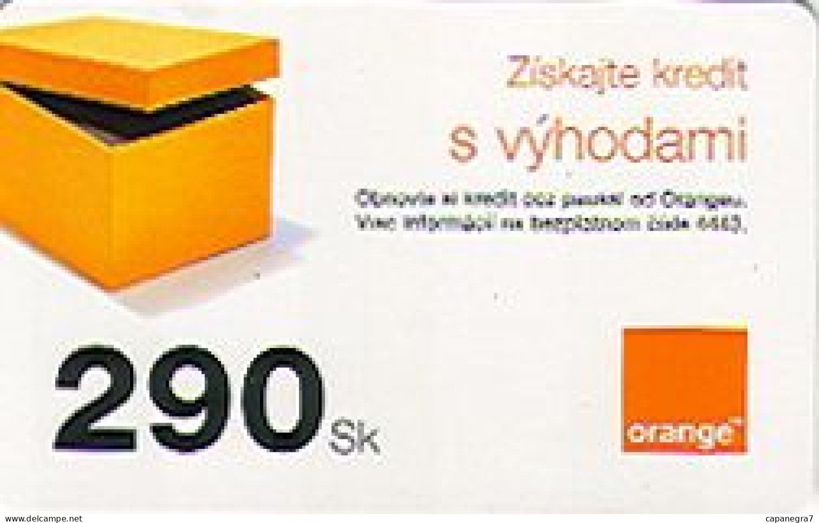 Box 290, Orange Mobil Slovakia, Thin Cardboard, Expire 31.12.2007, 290 Sk,  Slovakia - Slowakije