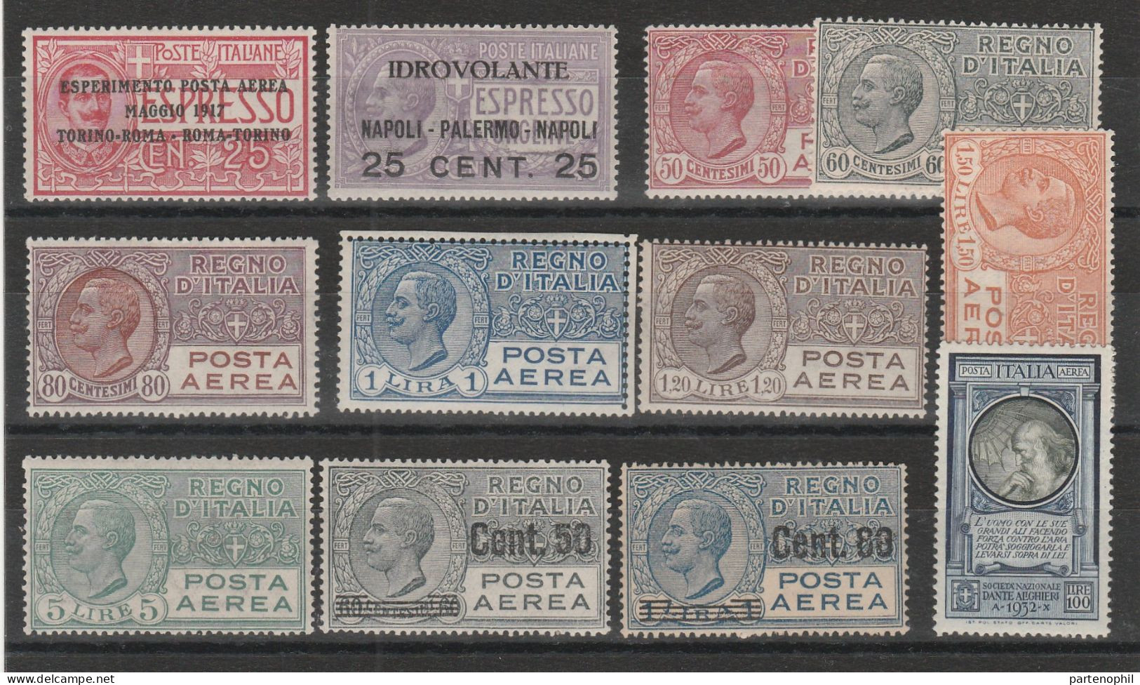 153 Italia Regno Posta Aerea -  1917/27 - Le Serie N. 1/9 + 41 Cat. € 1320,00. MNH - Luftpost