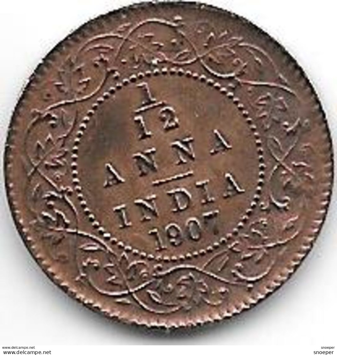 *britisch India 1/12 Anna   1907 Km 498   Xf+!!!! Catalog Val 25,00$ - Inde