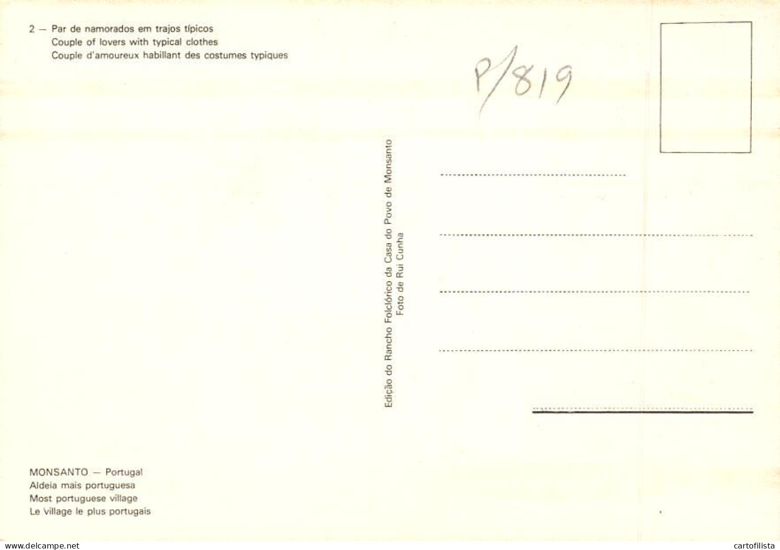 MONSANTO, Idanha A Nova - Par De Namorados Em Trajos Típicos  ( 2 Scans ) - Castelo Branco