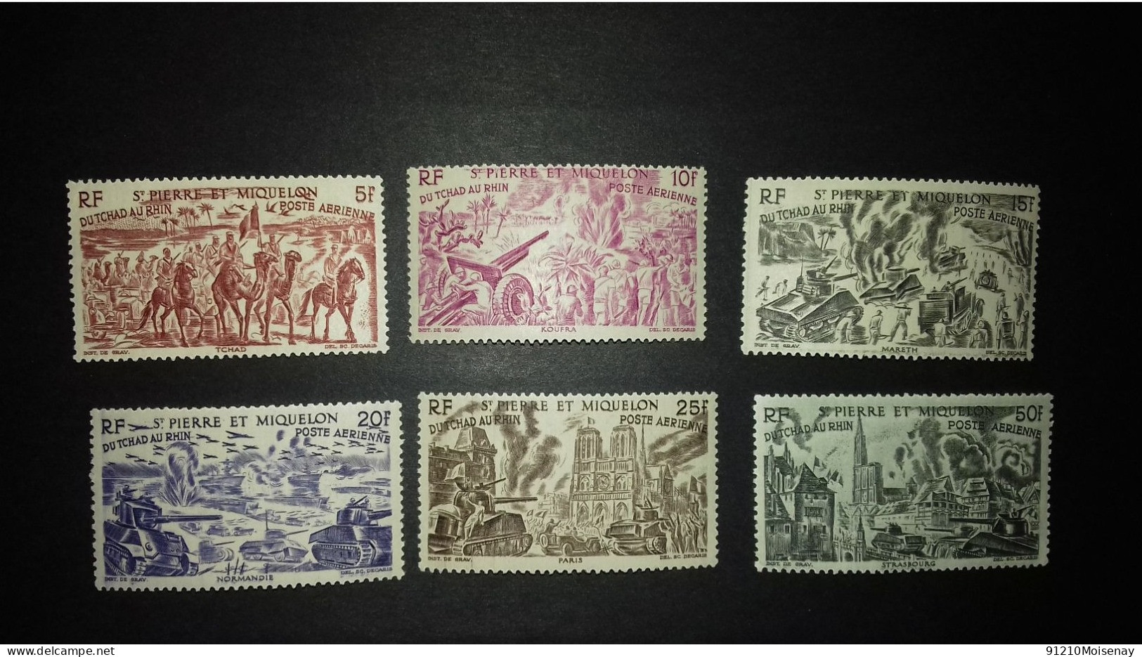 SAINT PIERRE ET MIQUELON PA 12/17  GRANDES SERIES COLONIALES   " TCHAD  Au RHIN  " - 1946 Tchad Au Rhin