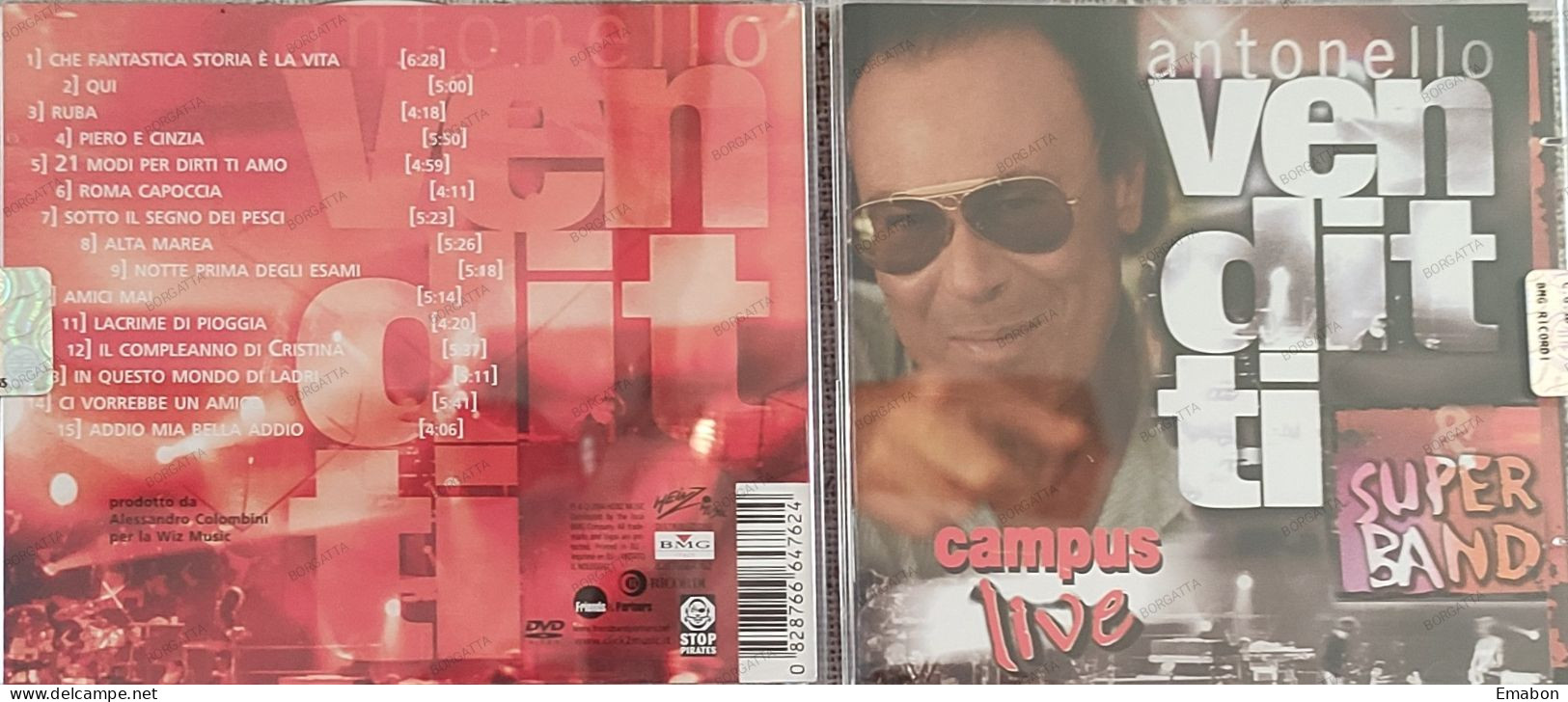 BORGATTA - ITALIANA  - Cd E Dvd ANTONELLO VENDITTI & SUPER BAND - CAMPUS LIVE - BMG ITALY 2004 - USATO In Buono Stato - Other - Italian Music
