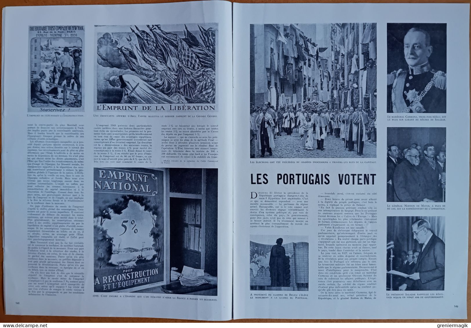 France Illustration N°174 12/02/1949 Désert Kalahari/Ex-voto/Sahuguet/Portugal Vote/Télévision/Puck à Strasbourg/Emprunt - Allgemeine Literatur