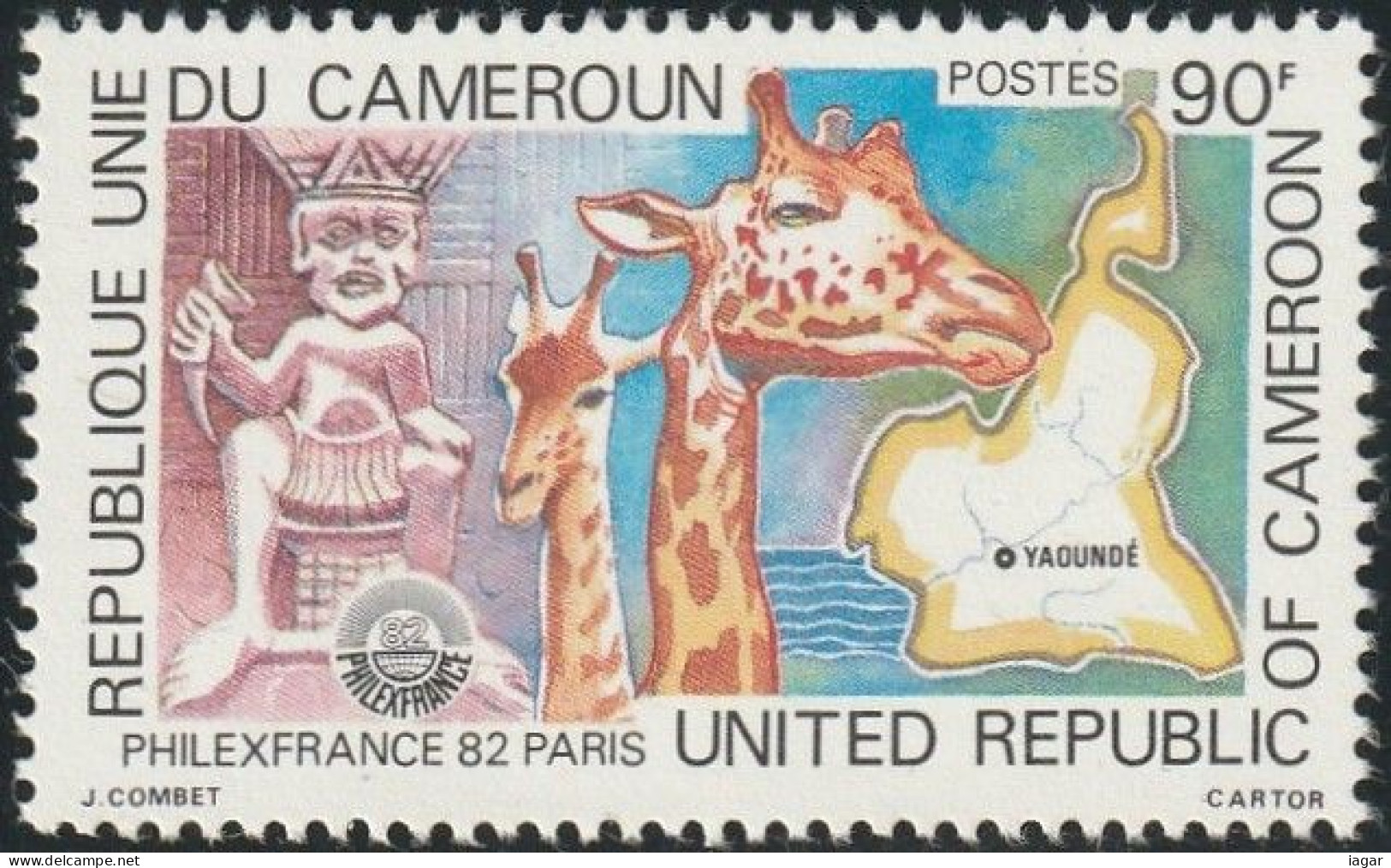 THEMATIC CAMEROON MAP, GIRAFFE, PAGAN SCULPTURE  -  CAMEROUN - Géographie