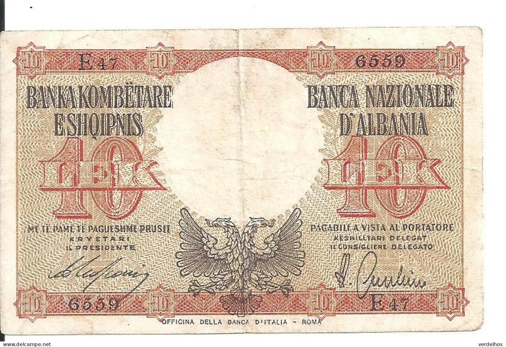 ALBANIE 10 LEK ND1940 VF P 11 - Albanie