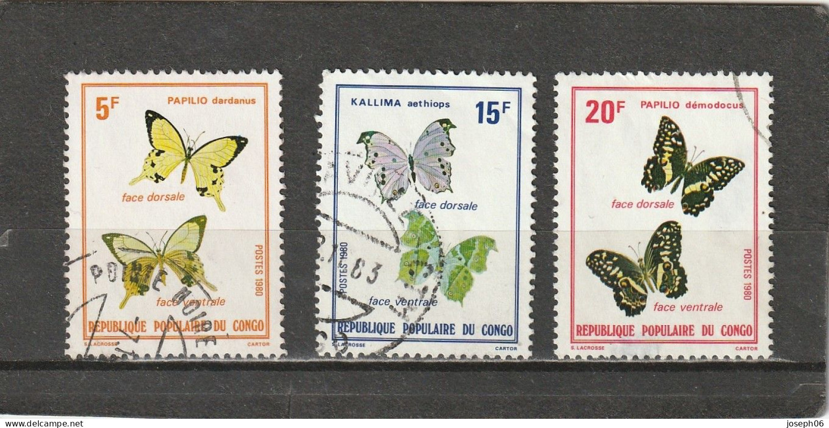 CONGO  1980  Y. T. N° 566  à  570  Incomplet  Oblitéré  Frais De Gestion Compris - Oblitérés