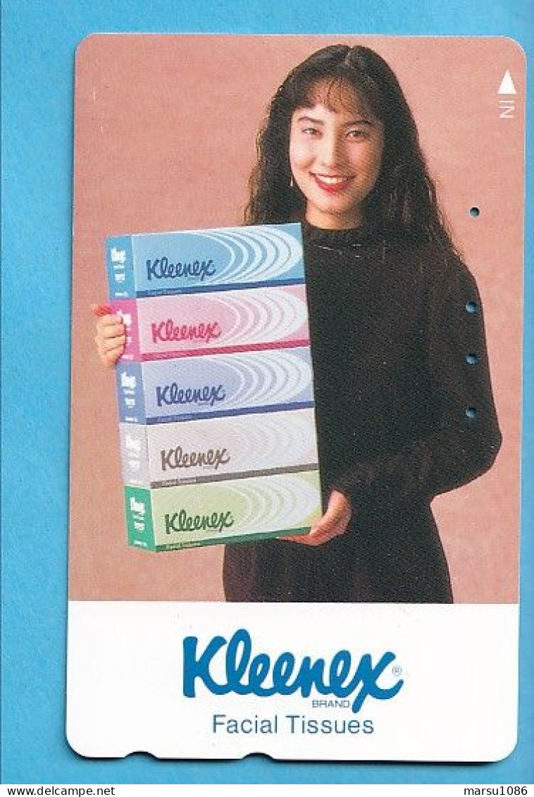 Japan Telefonkarte Japon Télécarte Phonecard -  Girl Frau Women Femme Kleenex - Advertising