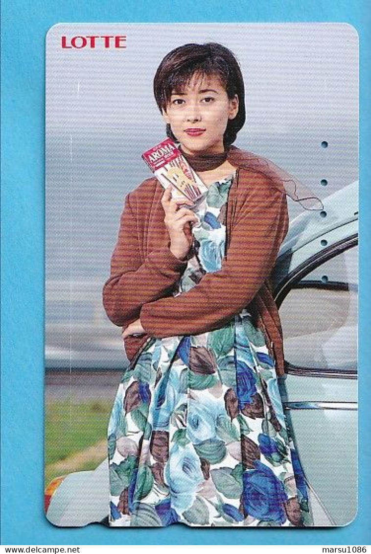 Japan Telefonkarte Japon Télécarte Phonecard -  Girl Frau Women Femme Chocolate  Lotte Aroma Auto Car - Publicité