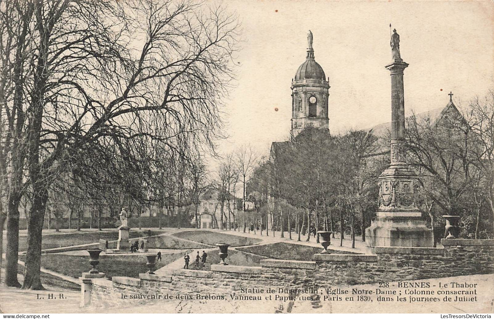 FRANCE - Rennes - Le Thabor - Statue De Dugueselin: Eglise Notre Dame; Colonne Consacrant  - Carte Postale Ancienne - Rennes