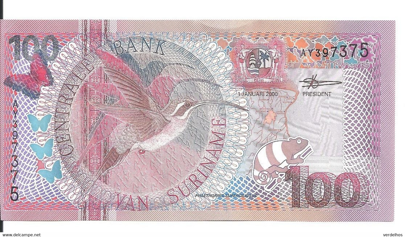 SURINAME 100 GULDEN 2000 UNC P 149 - Suriname