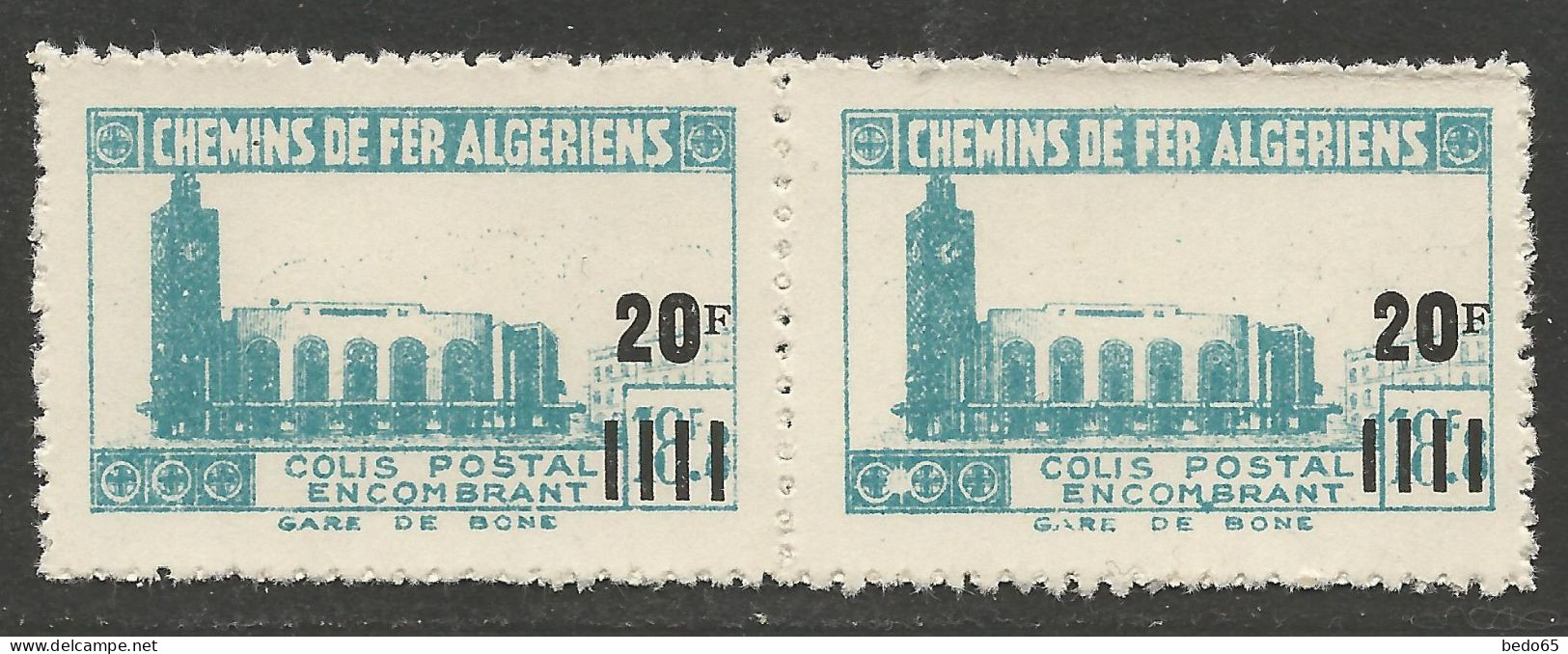 ALGERIE COLIS POSTAUX  N° 165a Variétée Anneau Lune Tenant à Normal NEUF** LUXE SANS CHARNIERE  / Hingeless  / MNH - Colis Postaux