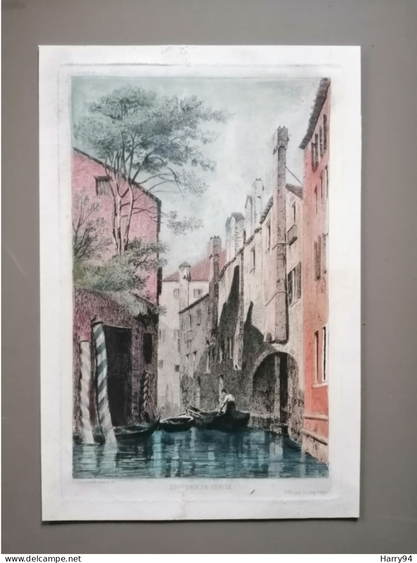 Souvenir De Venise Aquarelle De Léon Gaucherel  François Liénard Imprimeur - Acuarelas