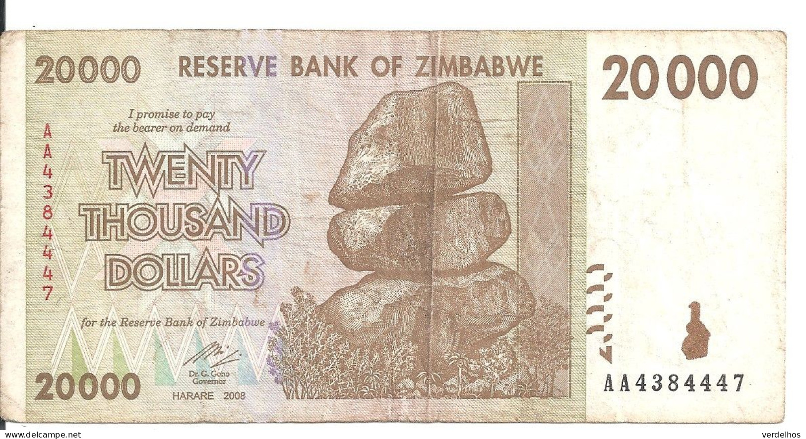ZIMBABWE 20000 DOLLARS 2008 VF P 73 - Zimbabwe