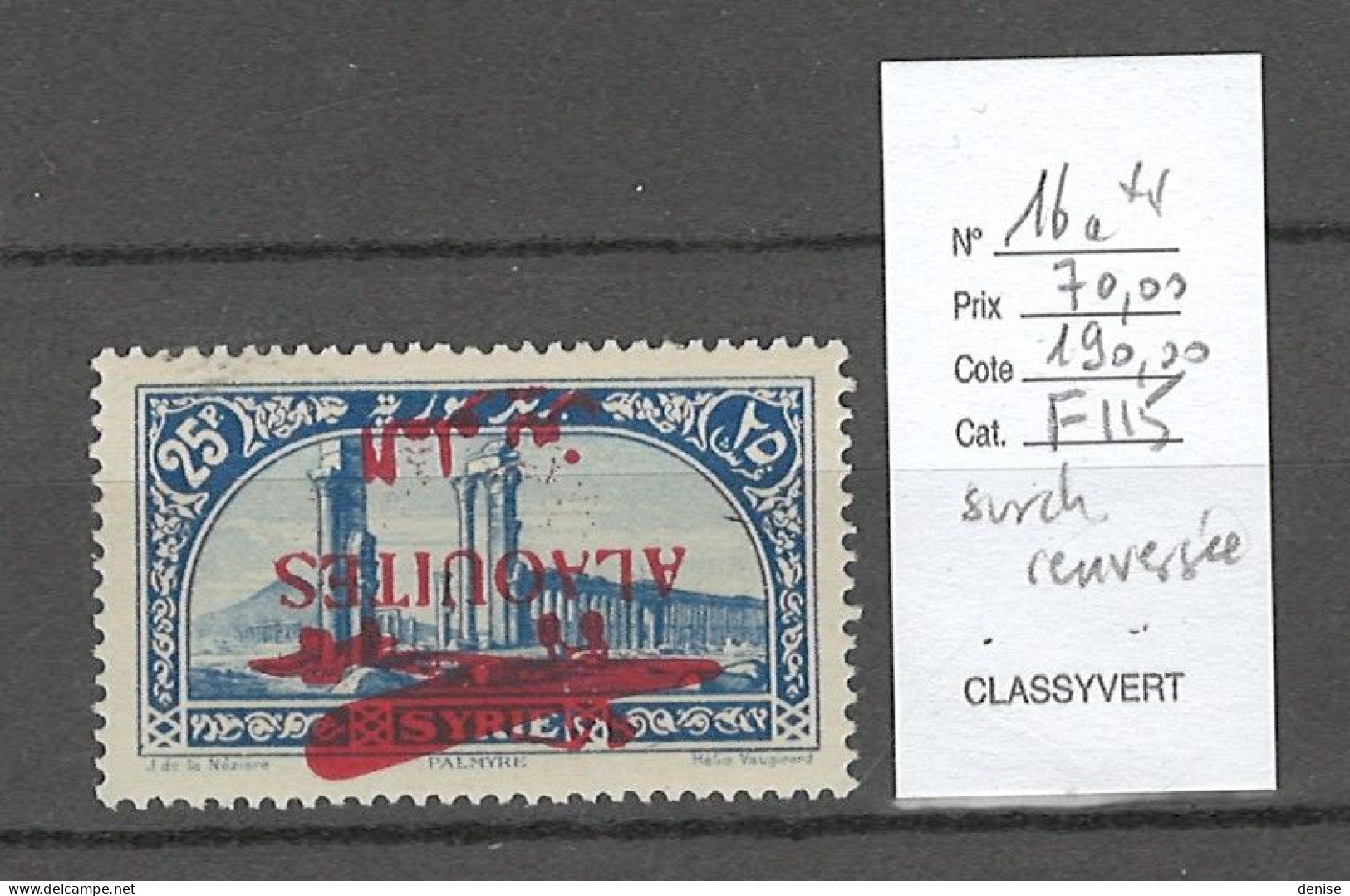 Alaouites - Yvert 16a** - Surcharge Renversée - Poste Aérienne - Unused Stamps