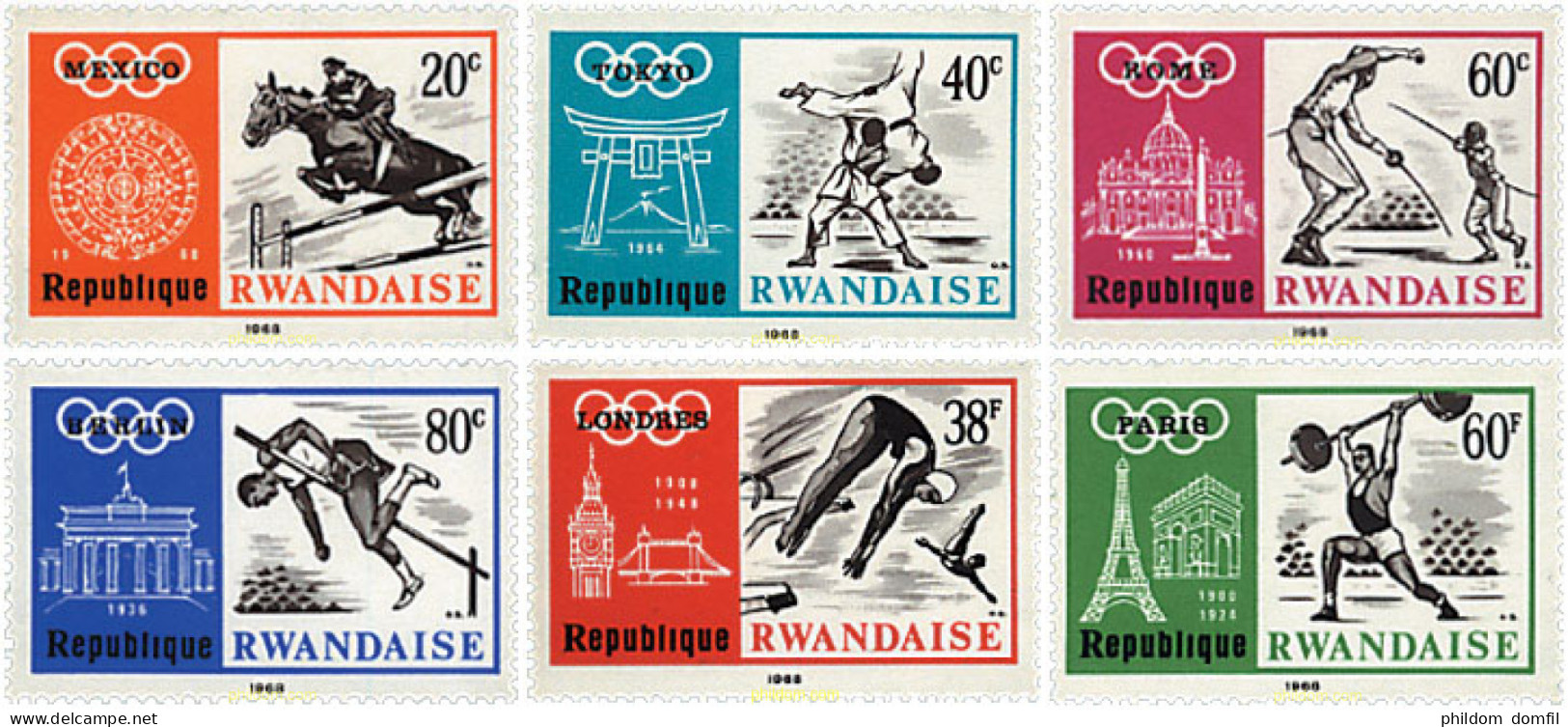 80271 MNH RUANDA 1968 19 JUEGOS OLIMPICOS VERANO MEXICO 1968 - Unused Stamps