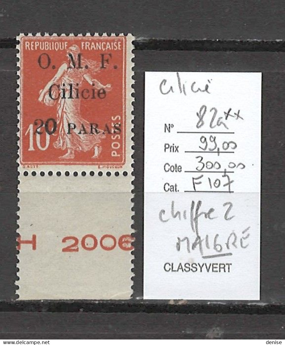 Cilicie - Yvert 82a** - VARIETE CHIFFRE 2 MAIGRE - Semeuse 10 Cts Rouge - Ongebruikt