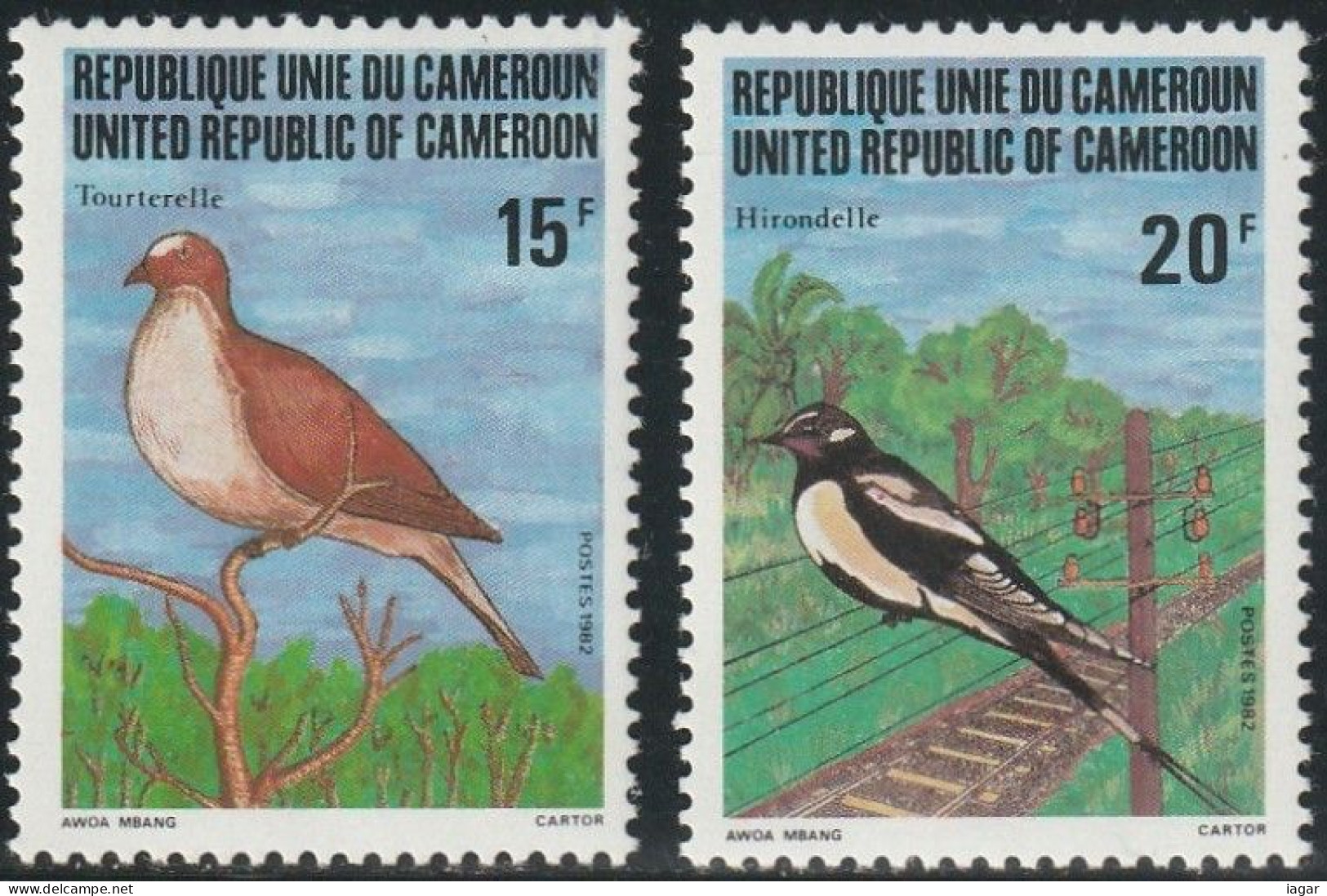 THEMATIC FAUNA: BIRDS,  DOVE AND SWALLOW   -  CAMEROUN - Golondrinas