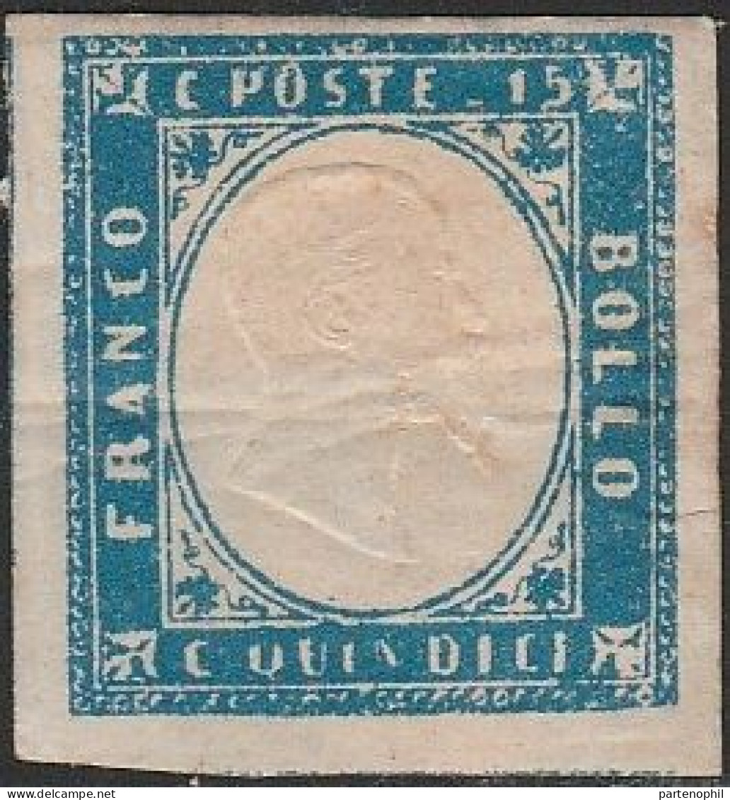 112 Italia Regno 1863 - 15 C. Celeste Latteo N. 11. Cert. Todisco. Cat. € 850,00. MH - Oblitérés