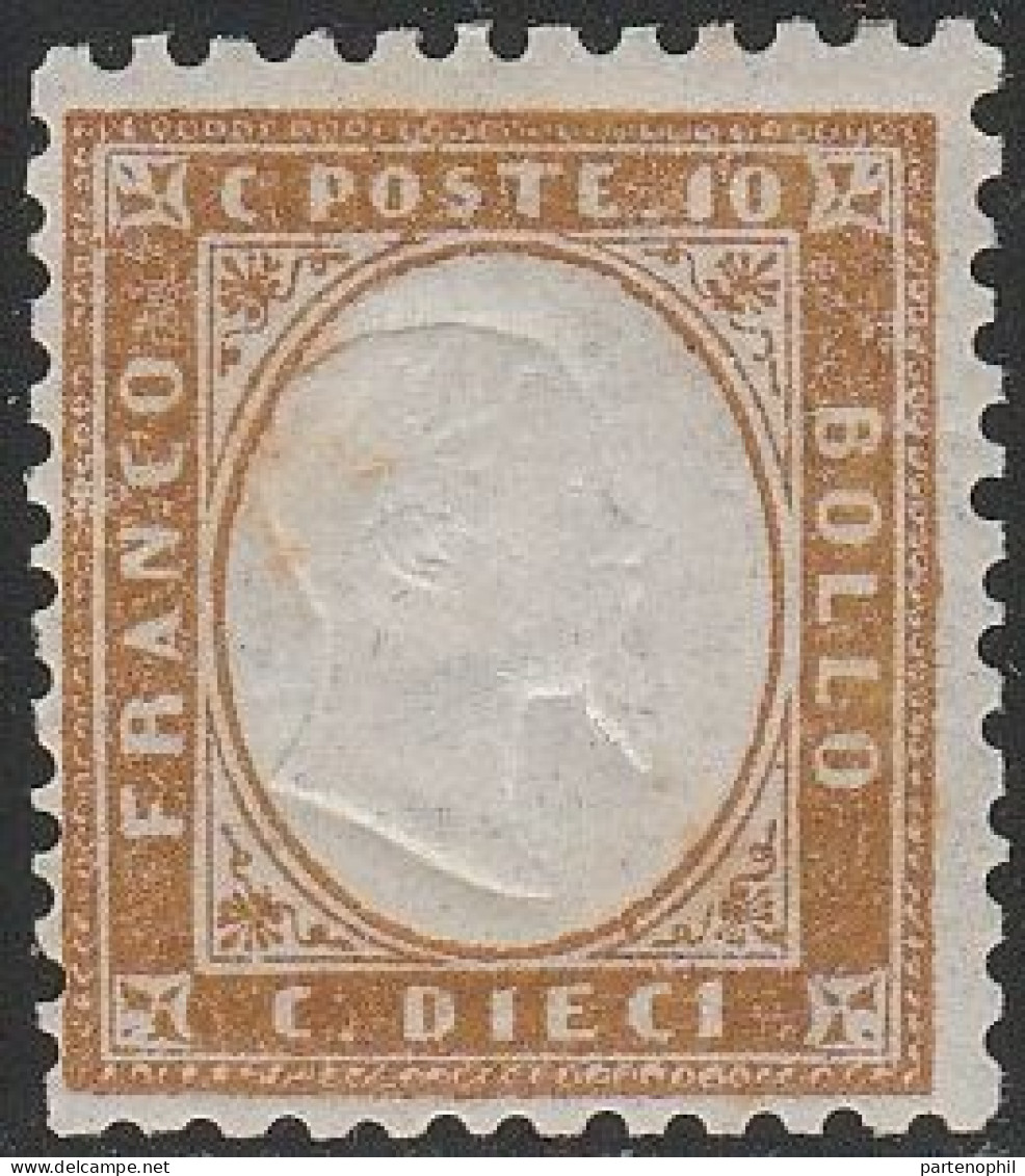 107  Italia Regno 1862 - 10 C. Bistro N. 1f. Cert. Oliva. Cat. € 12000,00. MNH - Oblitérés