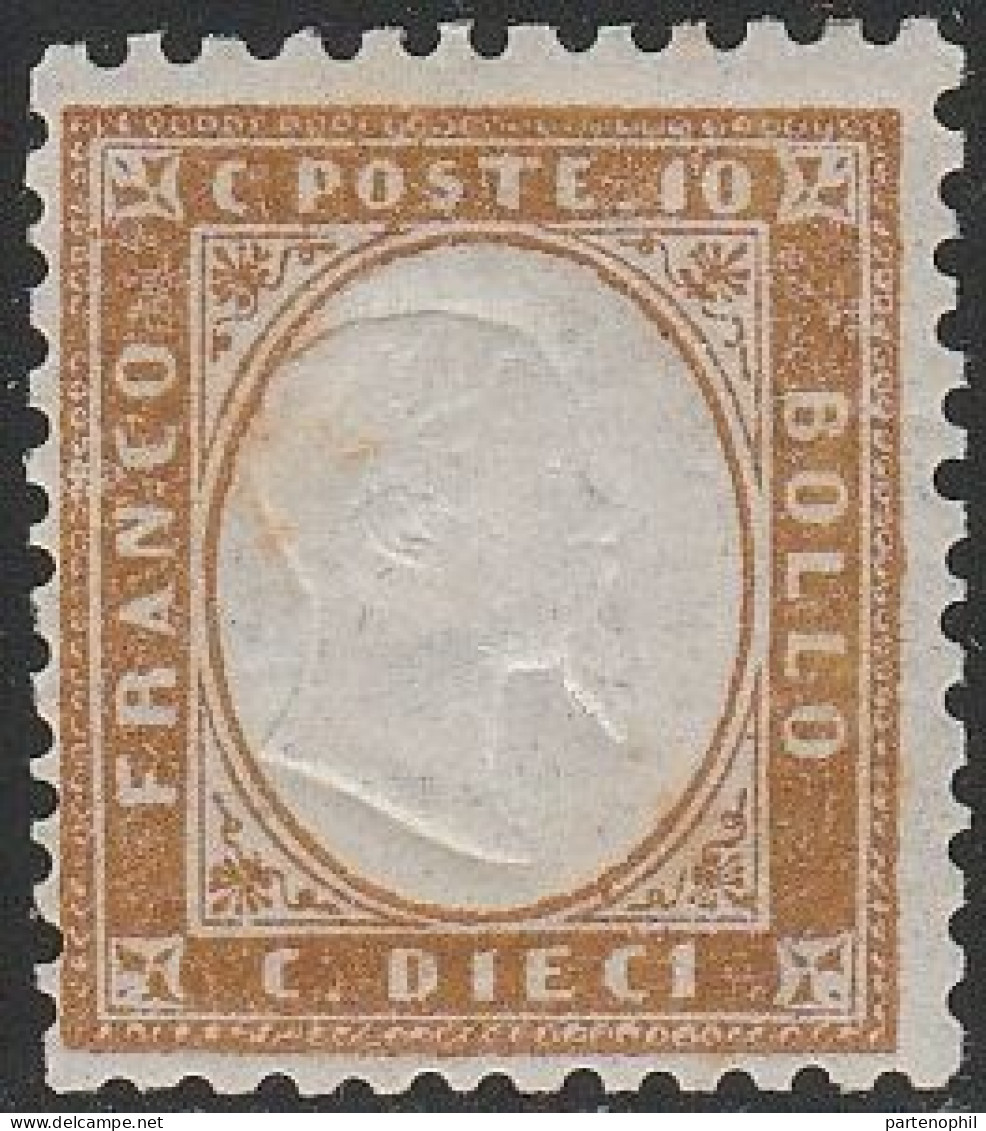 107  Italia Regno 1862 - 10 C. Bistro N. 1f. Cert. Oliva. Cat. € 12000,00. MNH - Usati