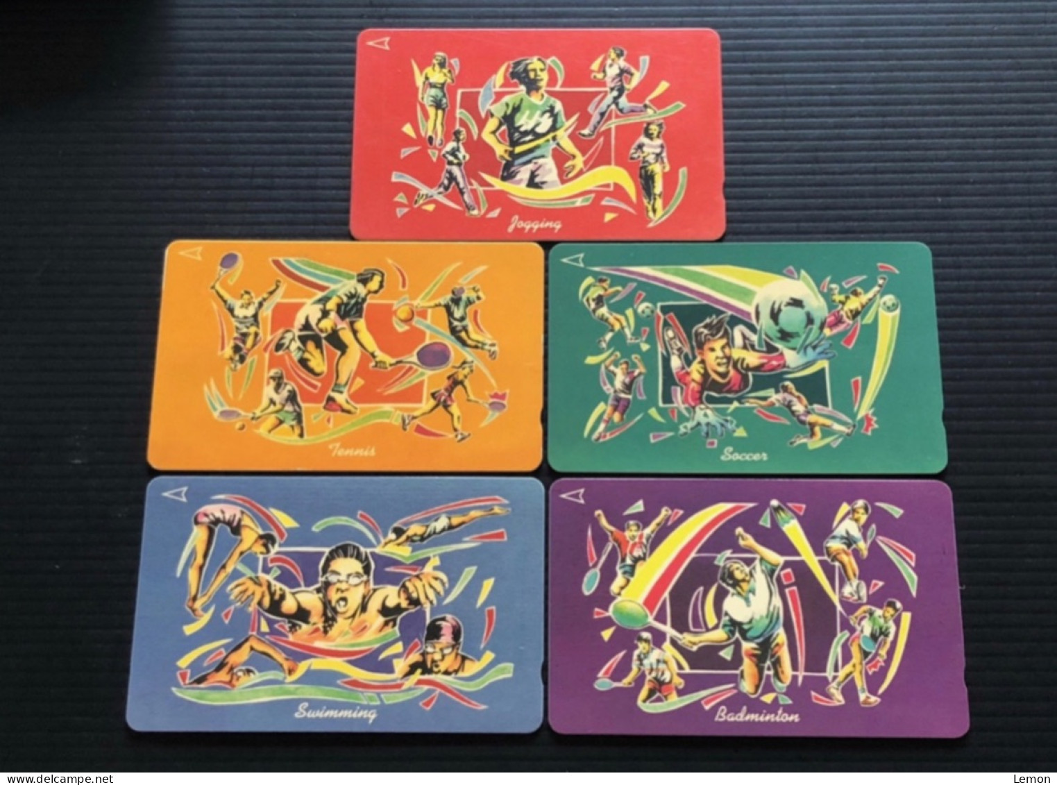 Singapore Telecom Singtel GPT Phonecard, Sports, Set Of 5 Used Cards Including One $50 Card - Singapour