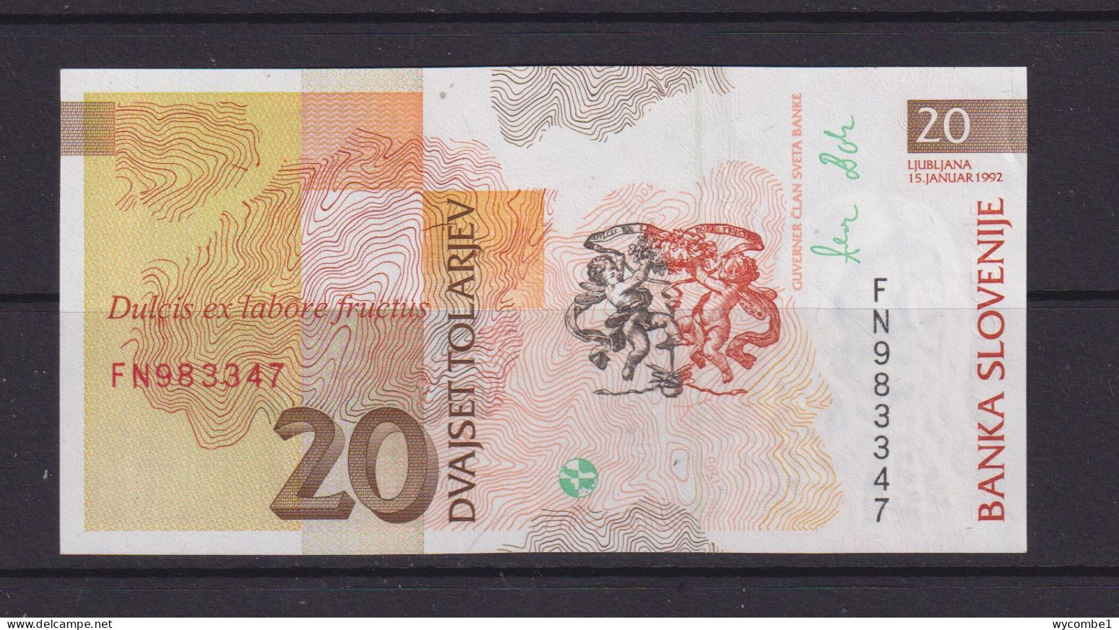 SLOVENIA -  1992 20 Tolar UNC/aUNC  Banknote - Slovénie