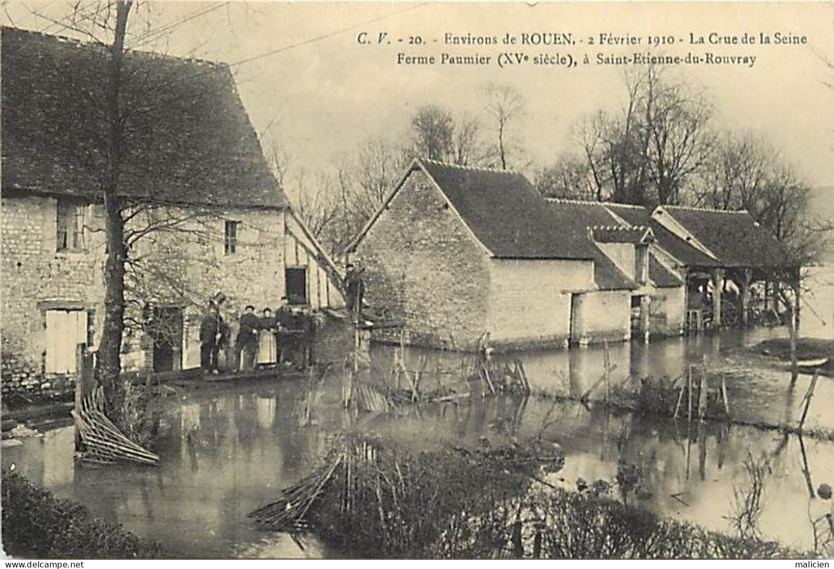 - Seine Maritime - Ref-C639- Saint Etienne Du Rouvray - Crue De La Seine 2 Fevrier 1910 - Ferme Paumier -  Inondations - - Saint Etienne Du Rouvray