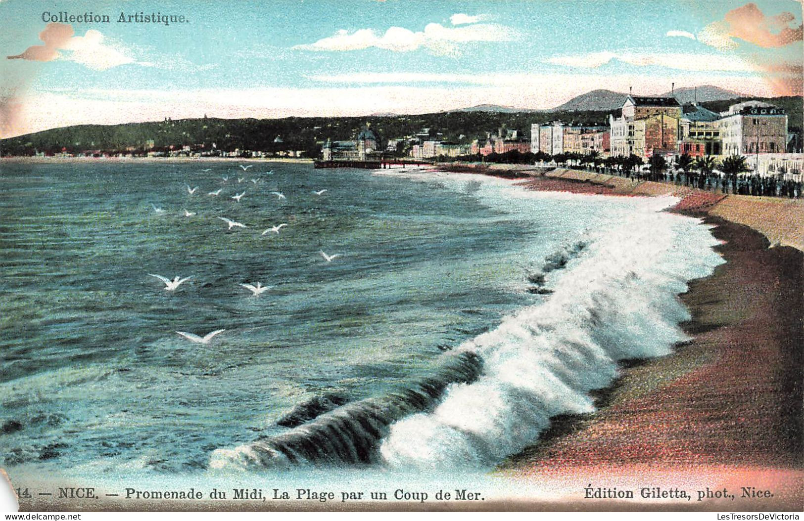 FRANCE - Nice - Promenade Du Midi - La Plage Par Un Coup De Mer - Colorisé - Carte Postale Ancienne - Autres & Non Classés