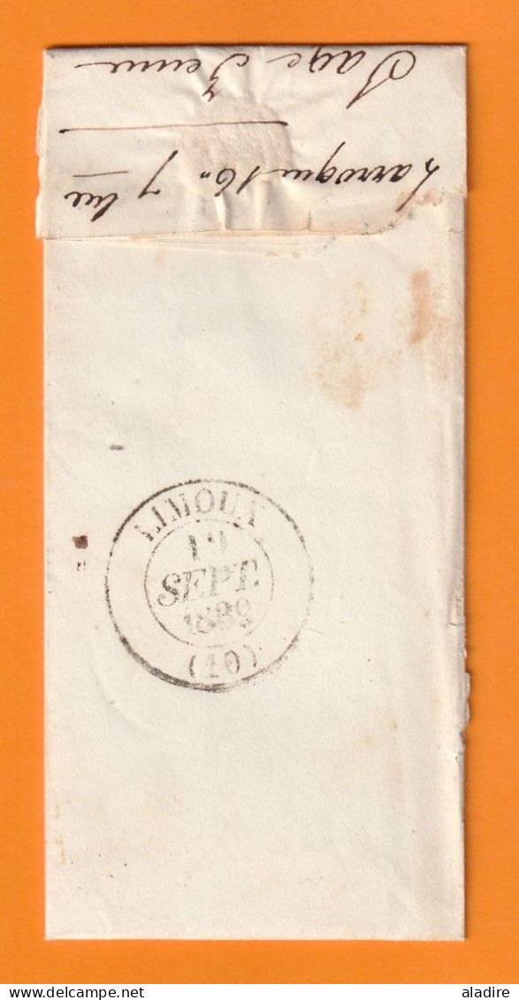 1839 - Lettre Pliée De Mirepoix, Ariège (grand Cachet Fleurons) Vers Limoux, Aude - Décime Rural (boîtier N) - 1801-1848: Precursors XIX