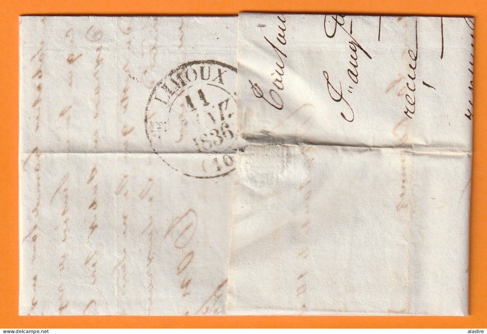 1836 - Lettre Pliée De Toulouse (grand Cachet) Vers Limoux, Aude (cad Fleurons) - Taxe 4 - 1801-1848: Precursors XIX