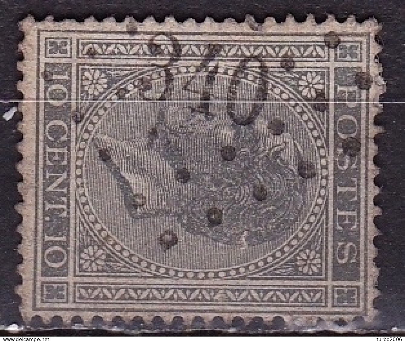 1865 King Leopold I 10 Ct Grey Mi 14 Da With Dotted Cancellation 340 (Spa) - Annulli A Punti