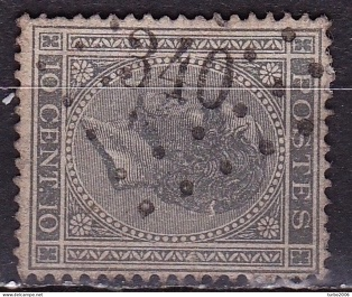 1865 King Leopold I 10 Ct Grey Mi 14 Da With Dotted Cancellation 340 (Spa) - Matasellado Con Puntos