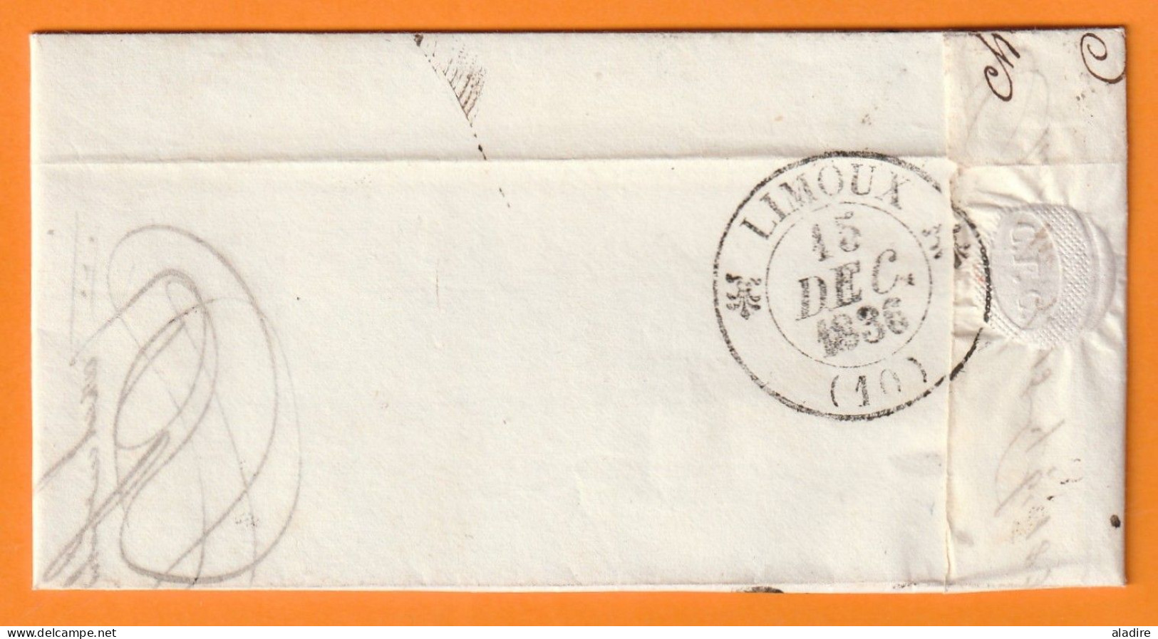 1836 - Lettre Pliée De Chalabre, Aude (cad Fleurons) Vers Limoux, Aude (cad Fleurons) - Taxe 3 - 1801-1848: Precursores XIX