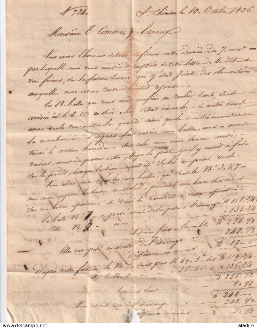 1836 - Lettre Pliée De 3 Pages De Saint Chinian, Hérault (grand Cad) Vers Limoux, Aude (cad Fleurons) - Taxe 4 - 1801-1848: Precursores XIX