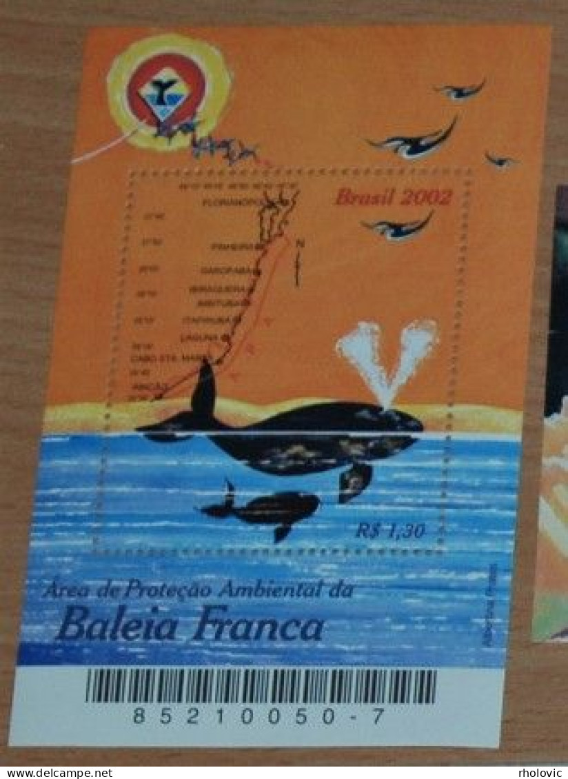 BRASIL 2002, Fishes, Whale, Fauna, Mi #B121, Souvenir Sheet, MNH** - Whales