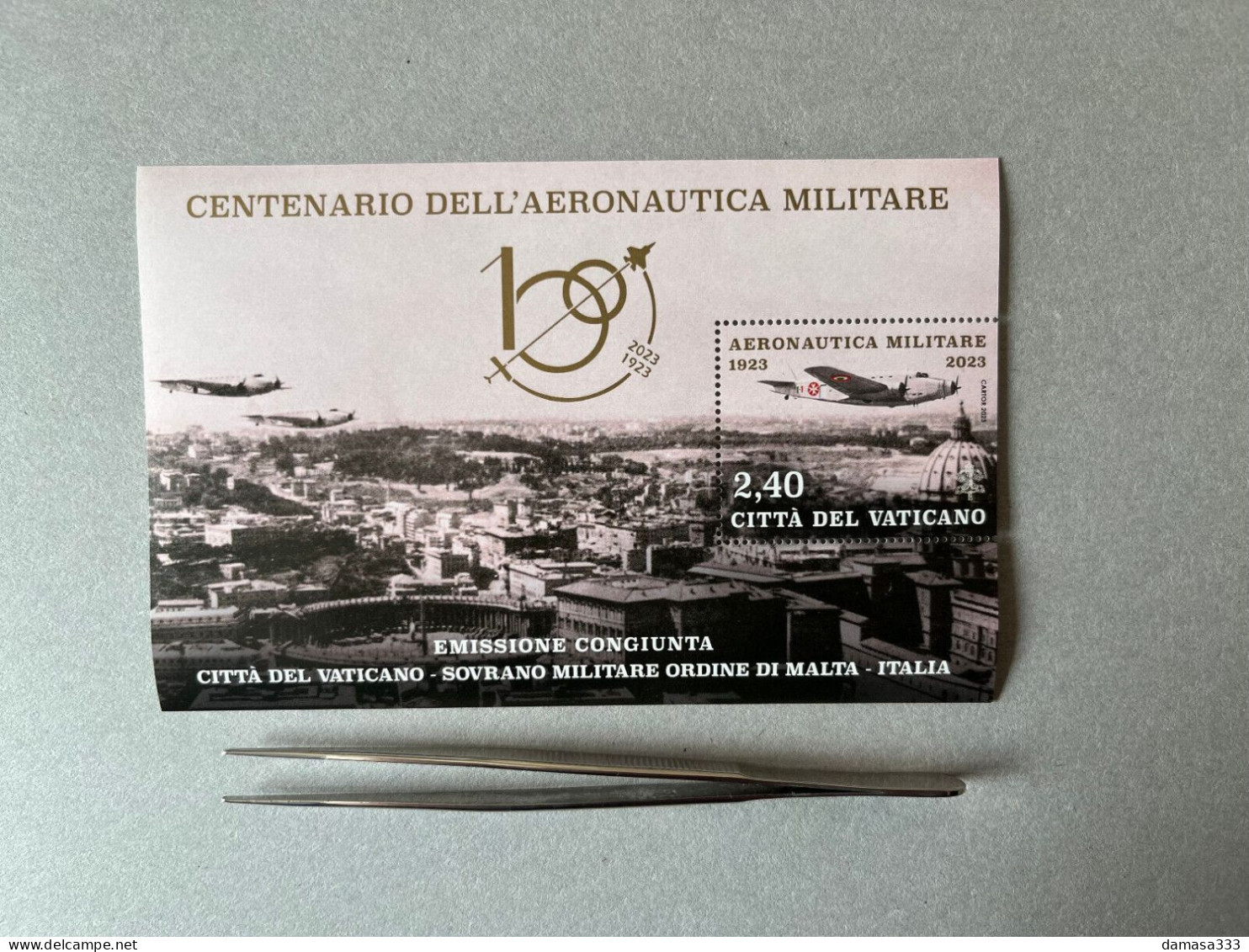 2023 VATICANO FOGLIETTO CENTENARIO AERONAUTICA MILITARE CONGIUNTA ITALIA SMOM - Nuovi