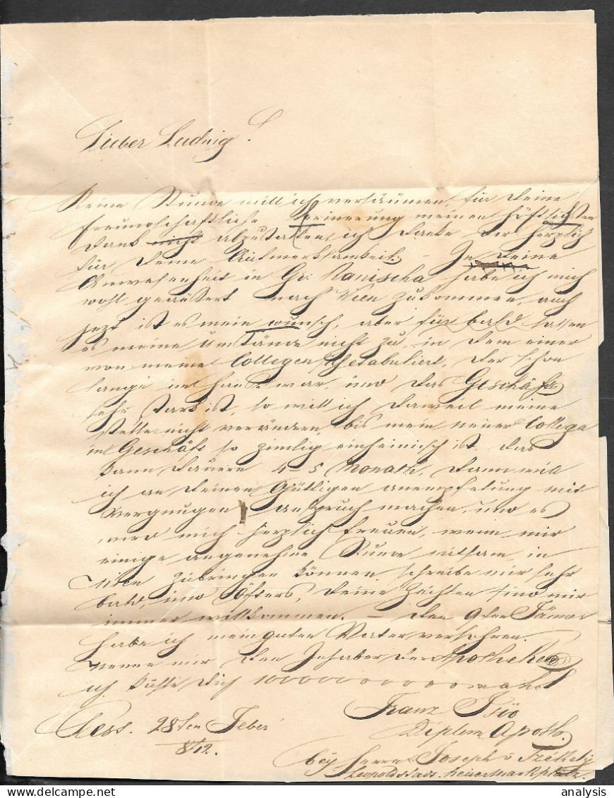 Austria Hungary Pesth Letter Mailed To Wien 1842 W/ Official Habsburg Royal Seal. Budapest - ...-1867 Préphilatélie