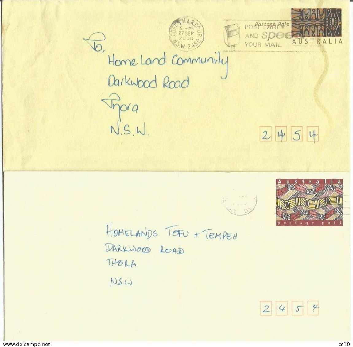 Australia #2 Postage Prepaid Envelopes DL Both Local Traveled Y.2000 - Postal Stationery