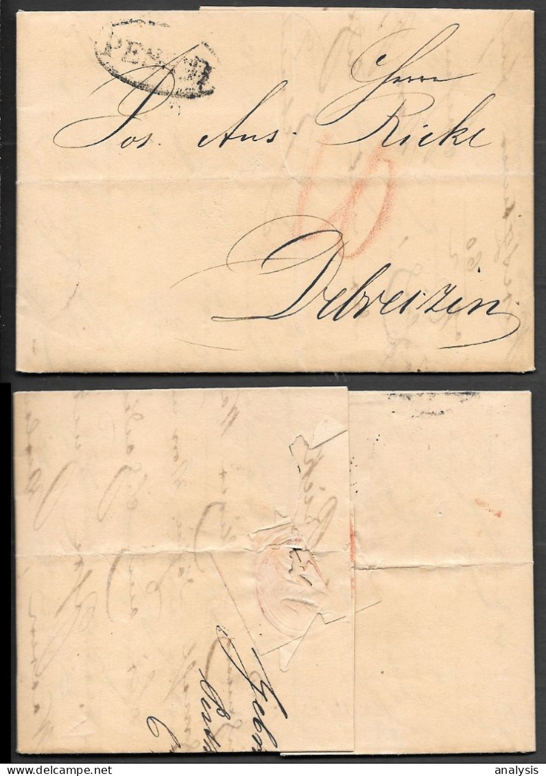 Austria - Hungary Pesth Pre-Phila Folded Letter Mailed To Debrecen 1833. Budapest - ...-1867 Prephilately