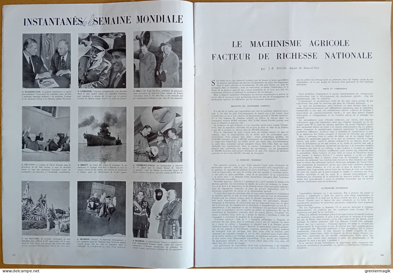 France Illustration N°176 26/02/1949 Cardinal Mindszenty/Agriculture/Casablanca Maroc/Racine Inconnu à Versailles/Népal - Allgemeine Literatur