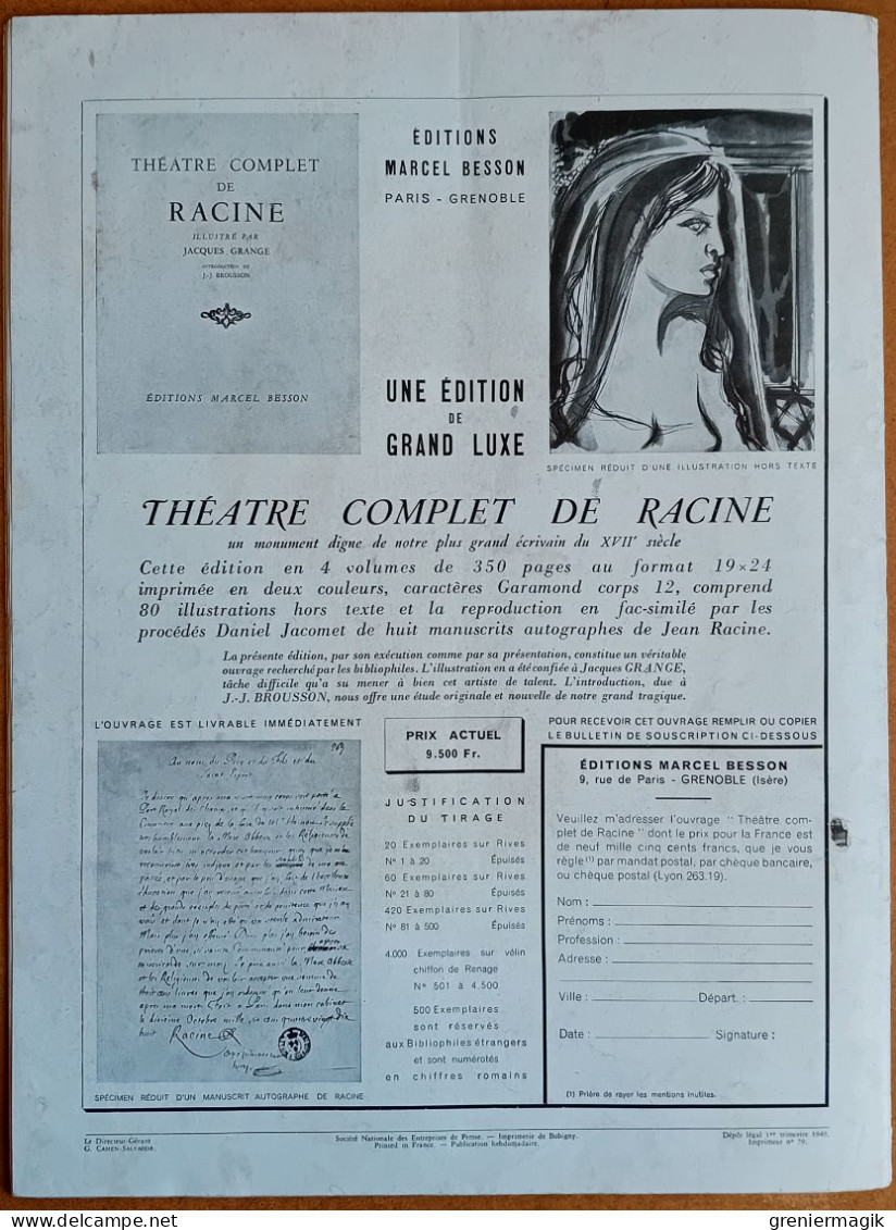 France Illustration N°176 26/02/1949 Cardinal Mindszenty/Agriculture/Casablanca Maroc/Racine inconnu à Versailles/Népal
