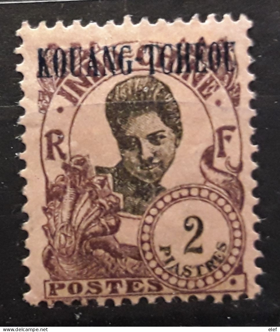 KOUANG TCHEOU  1923,Yvert 72 ,2 Piastres Violet Brun  Et Noir Sur Lilas   Neuf * MH TB - Neufs