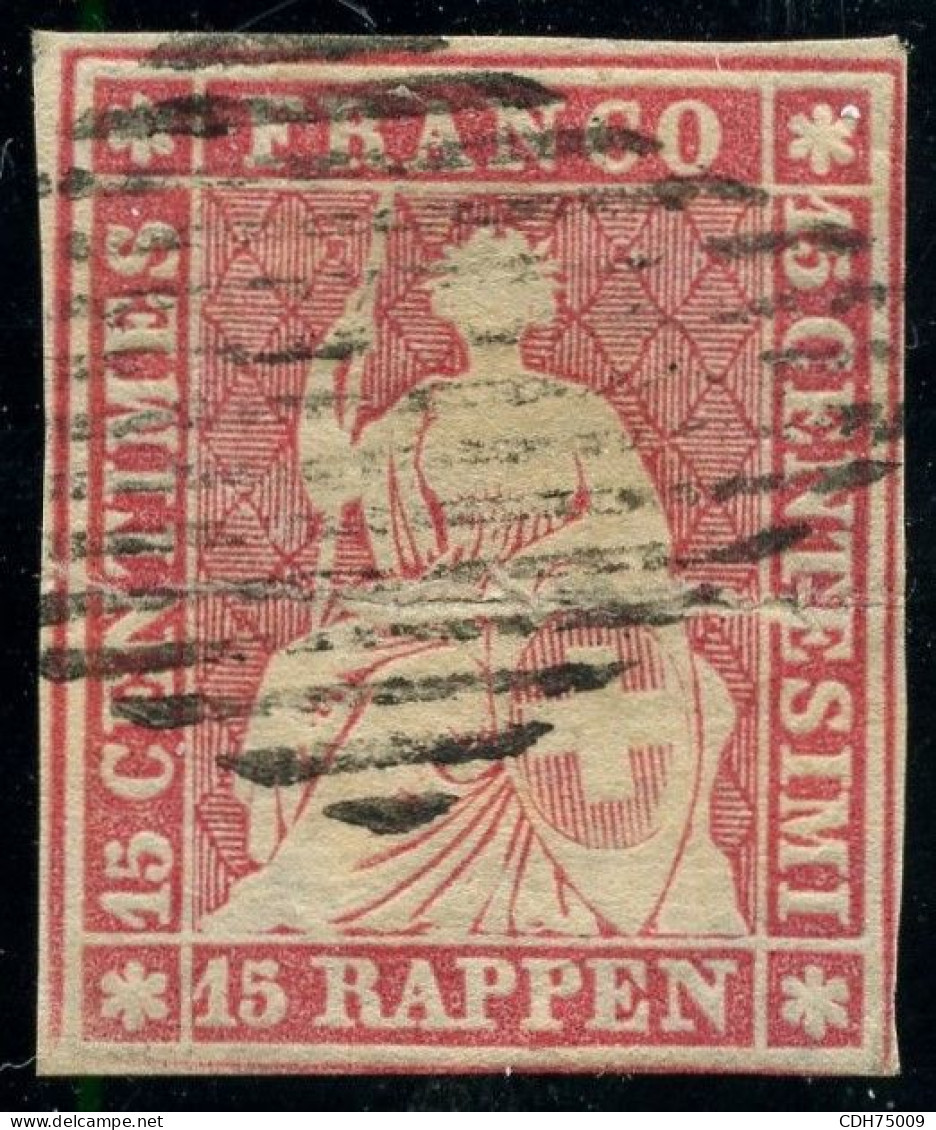 SUISSE - Z 24A 15 RAPPEN ROSE HELVETIA ASSISE - OBLITERE - Usati