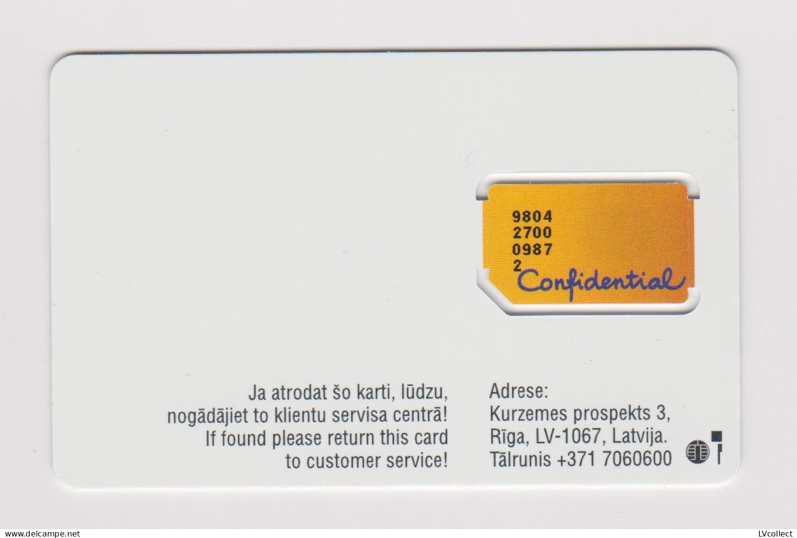 LATVIA Baltcom Confidential GSM SIM RARE! MINT - Letland