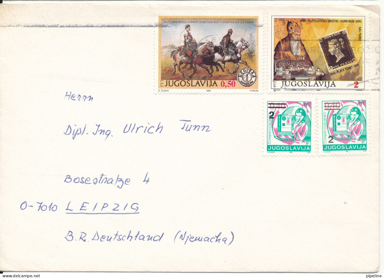 Yugoslavia Cover Sent To Germany DDR 1991 With Topic And Overprinted Stamps - Brieven En Documenten